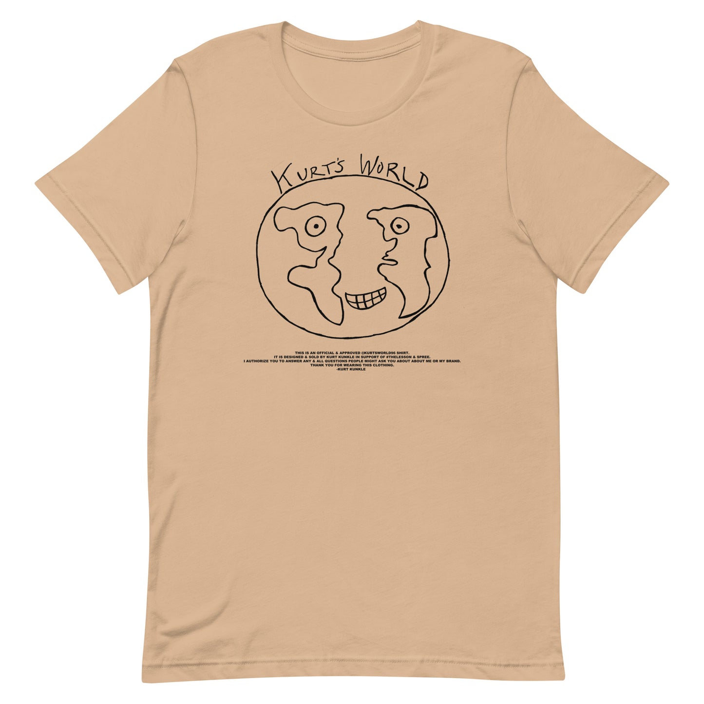 Kurts World Logo & Message - Black Ink Lots of Shirt Colors